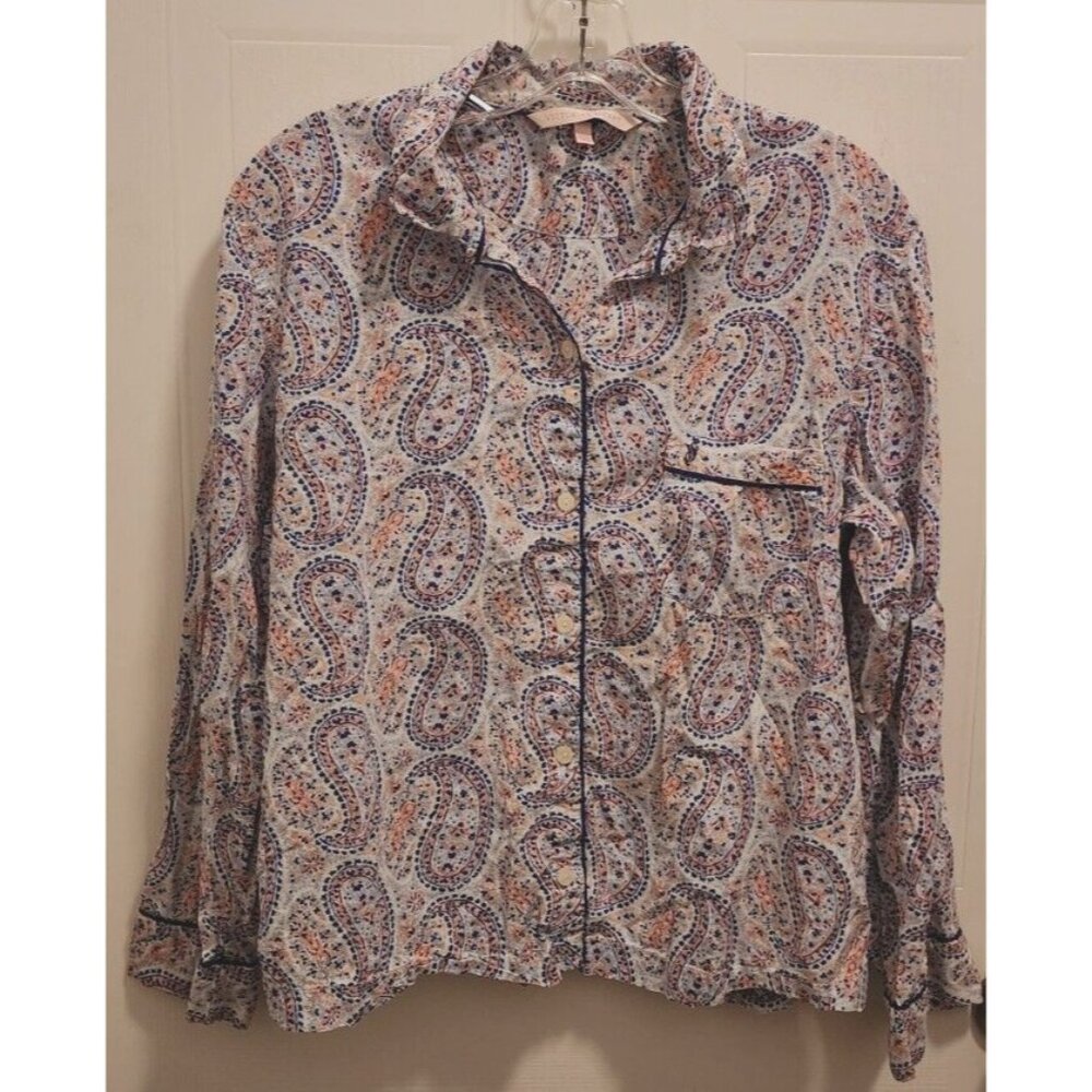 Victoria's Secret Women's‎ Long Sleeve Button Up Pajama Night Shirt Paisley Sz M